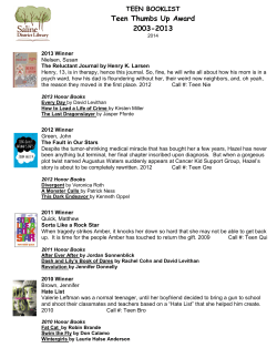 TEEN BOOKLIST Teen Thumbs Up Award 2003-2013