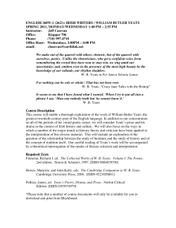 ENGLISH 368W-1 (2621): IRISH WRITERS / WILLIAM BUTLER