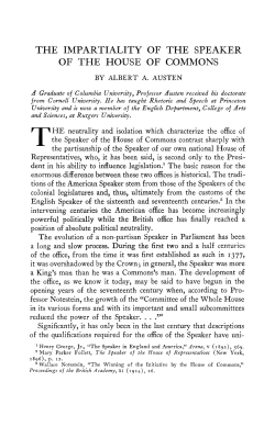 the impartiality of the speaker of the house of commons