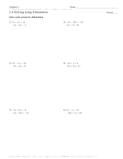 Infinite Algebra 2 - 2.4 Solving using Elimination