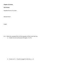 Chapter 10 Conics 10.2 Circles Standard Form of a Circle General