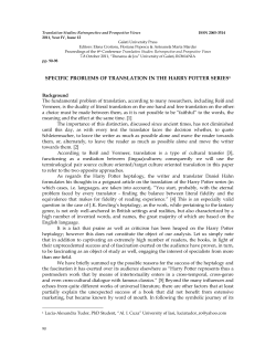 specific problems of translation in the harry potter series1