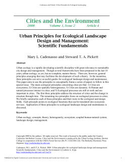 Urban Principles for Ecological Landscape Design and Maintenance
