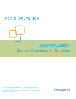 ACCUPLACER Sample Questions for Students