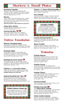 our Full Menu - Casa Sol y Mar