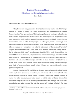 Effeminacy and Terror in Samson Agonistes