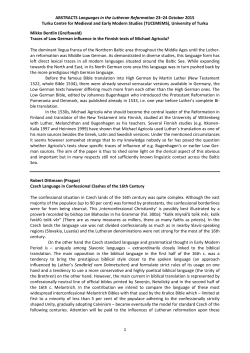 ABSTRACTS Languages in the Lutheran Reformation 23–24