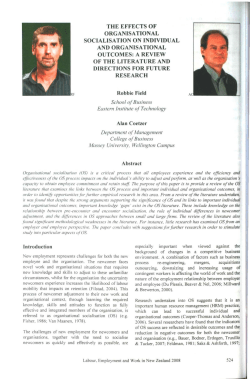 THE EFFECTS OF ORGANISATIONAL SOCIALISATION ON