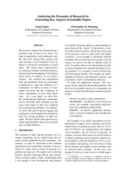 Analyzing the Dynamics of Research by Extracting Key Aspects of