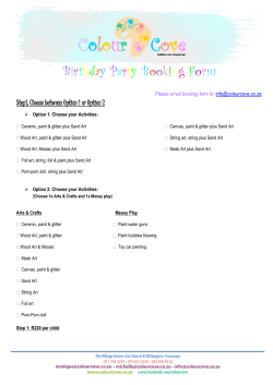 Booking Form - Colour Cove Kiddies Art Emporium