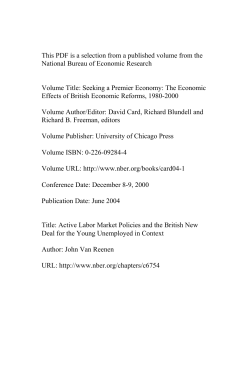 Active Labor Market Policies and the British New Deal for