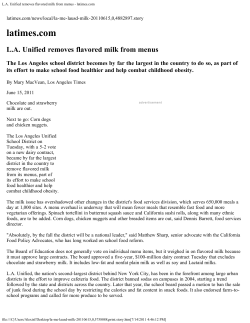 L.A. Unified removes flavored milk from menus