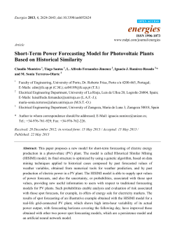 Short-Term Power Forecasting Model for Photovoltaic Plants Based