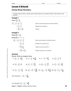Lesson 8 Reteach Divide Mixed Numbers