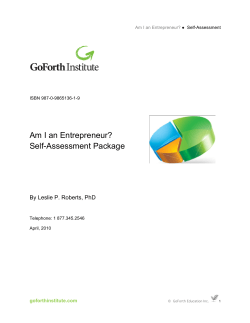 Am I an Entrepreneur? Self-Assessment Package