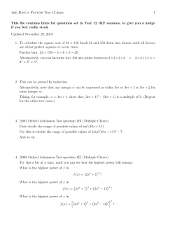 the King`s Factor Year 12 hints 1 This file contains hints for questions