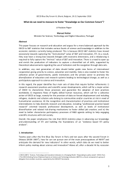 do we need to measure to foster &ldquo;Knowledge as Our Common Future