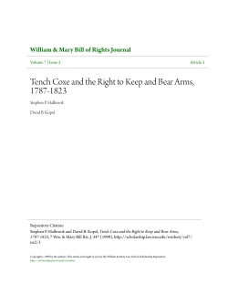 Tench Coxe and the Right to Keep and Bear Arms, 1787-1823