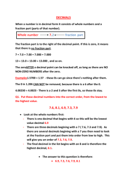 DECIMALS 7.6, 8.1, 6.9, 7.3, 7.9