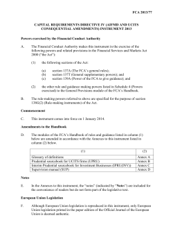 (AIFMD and UCITS Consequential Amendments