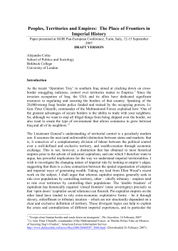 Peoples, Territories and Empires: The Place of Frontiers in Imperial