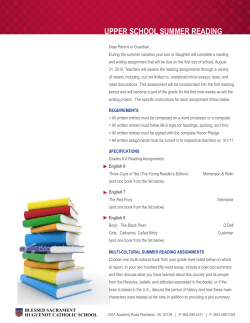 uppeR scHool summeR Reading cont`d