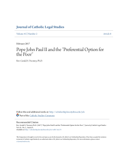 Pope John Paul II and the "Preferential Option for the Poor"