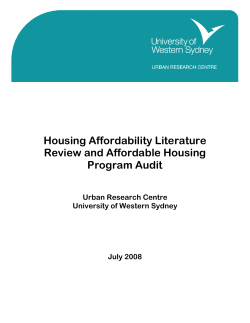 Housing Affordability Literature Review and Affordable