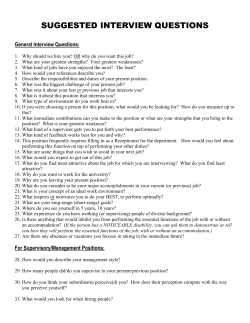 SUGGESTED INTERVIEW QUESTIONS
