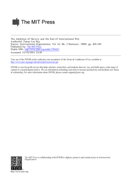 The Abolition of Slavery and the End of International War