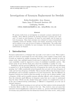 Investigations of Synonym Replacement for Swedish