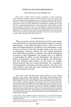 PORTAGE AND PATH DEPENDENCE&lowast; Why is economic