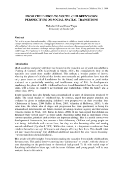 FROM CHILDHOOD TO YOUTH: CHILDREN`S OWN