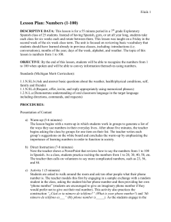 Lesson Plan: Numbers (1-100)