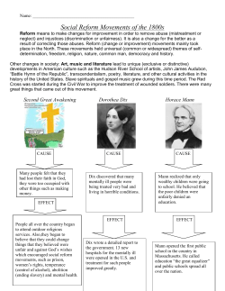 Social Reform Movements of the 1800s