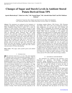 Changes of Sugar and Starch Levels in Ambient Stored Potato