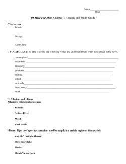Of Mice and Men: Chapter 1 Reading and Study Guide Characters