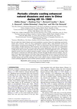 Periodic climate cooling enhanced natural disasters and wars in