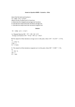 Given that the total cost function is TC = 100Q