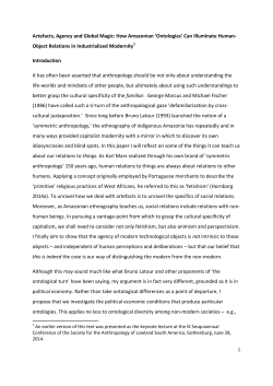 Artefacts, Agency and Global Magic: How Amazonian `Ontologies