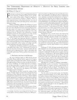 The Unbearable Rightness of MARBURY V. MADISON: Its Real