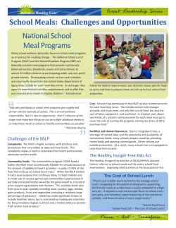 School Meals: Challenges and Opportunities