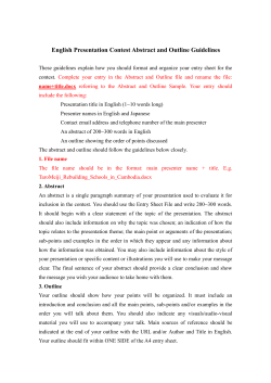 English Presentation Contest Abstract and Outline Guidelines