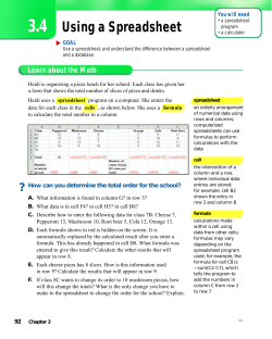 3.4 Using a Spreadsheet - Mr. Kwon`s Grade 7 Class St. Paschal