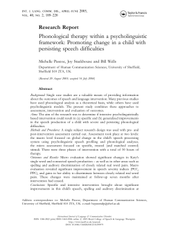 Phonological therapy within a psycholinguistic framework