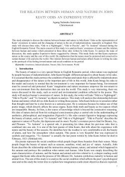 THE RELATION BETWEEN HUMAN AND NATURE IN JOHN KeatS