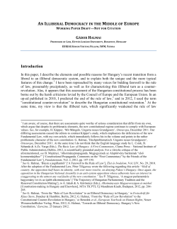 Illiberal Democracy in Hungary - European University Institute