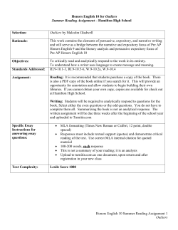 Honors English 10 Summer Reading Assignment