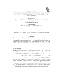 #A50 INTEGERS 15 (2015) FACTORS AND IRREDUCIBILITY OF