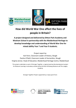 How did World War One affect the lives of people in Britain project